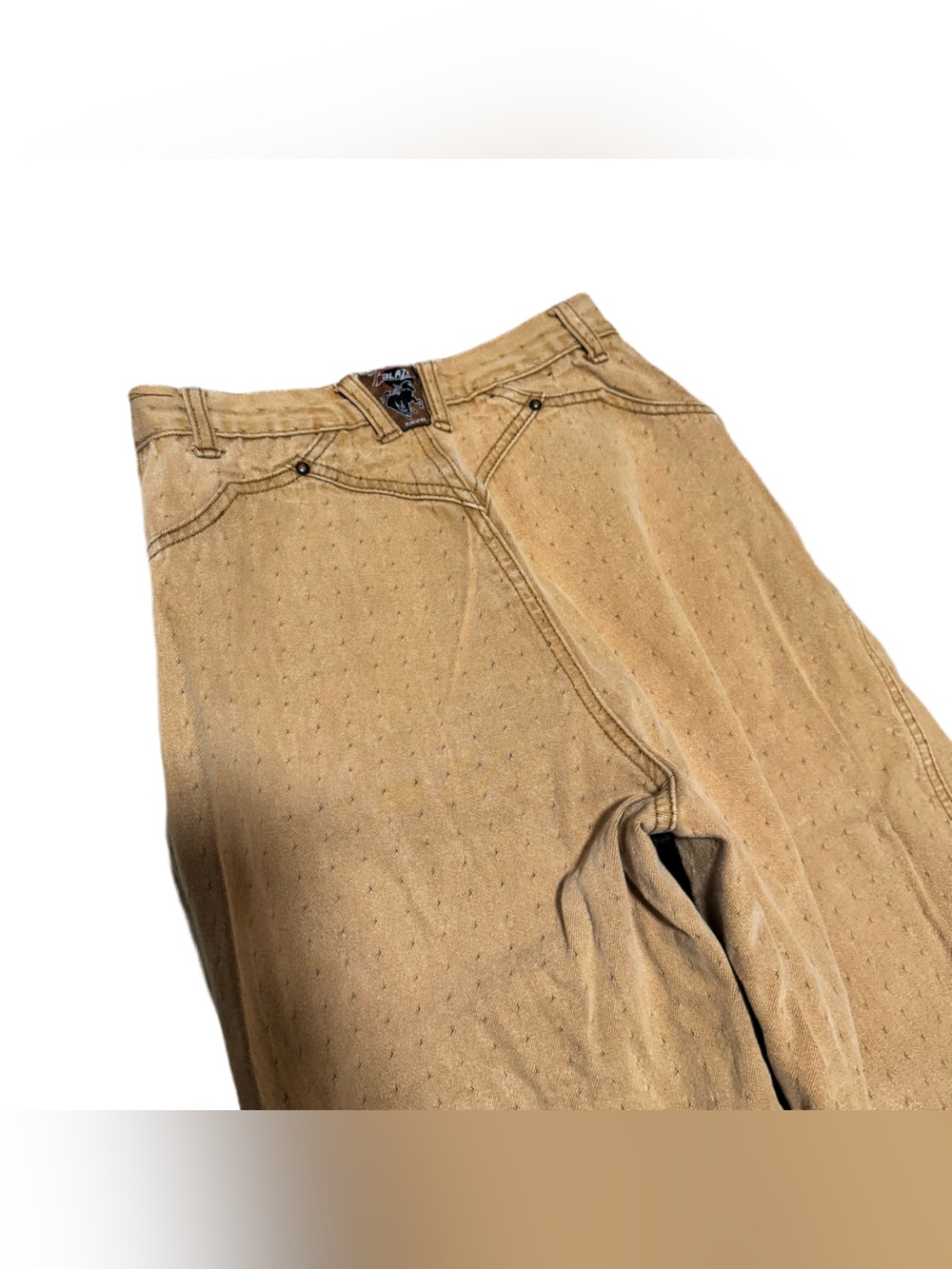 Vintage Blaze Bareback Riding Jeans Women's 24 High Waisted Tan Dots Western - Picture 3 of 7